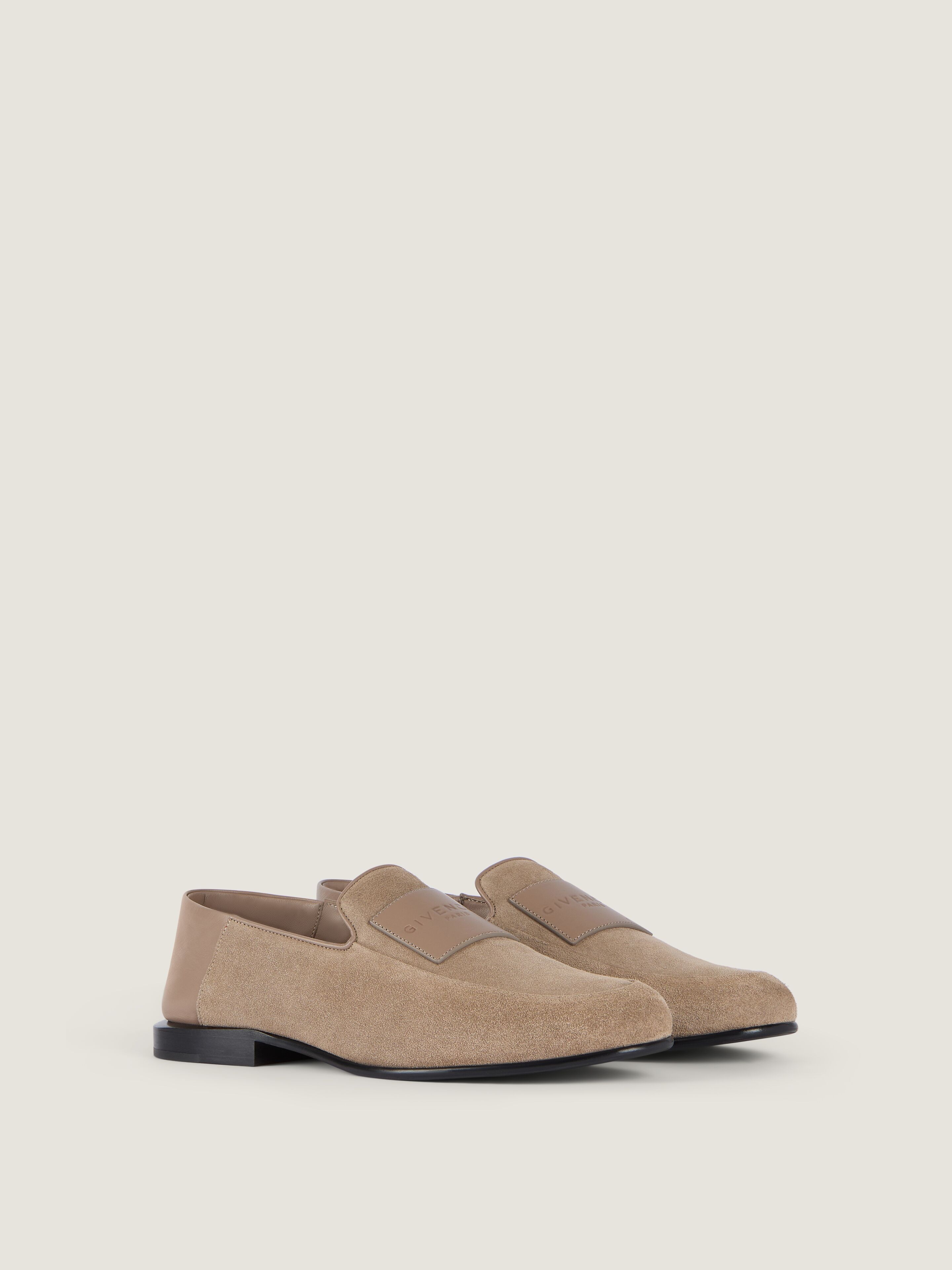 Label loafers in suede